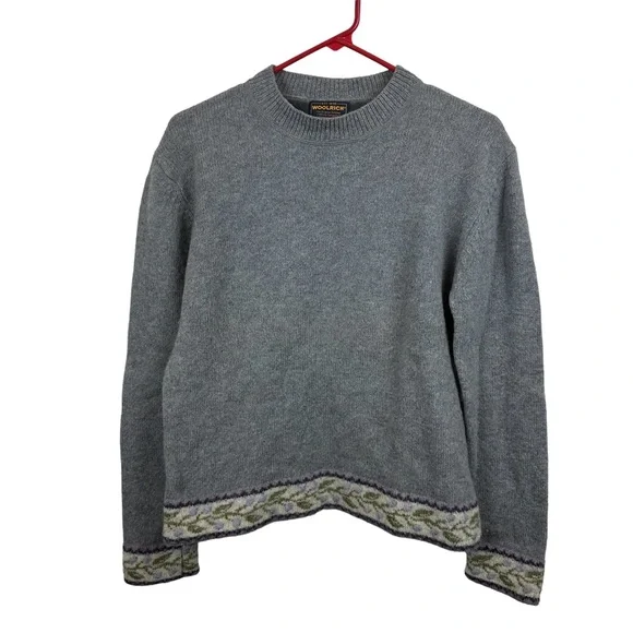 Woolrich Women's Wool Pewter Gray Sweater
with Hem and Cuff Accents Size M - Picture 1 of 16
